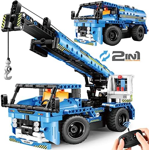 DOLIVE STEM RC Truck Building Toys, 2-in-1 Technic Vehicle Building Kits for Boys Age 8-12, Construction Erector Set Crane Truck Build Model for Boys Girls Age 6 7 8 9 10 11 12 13 14+ by DOLIVETOYSOFFICIAL