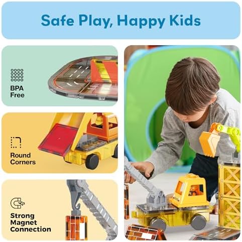 PicassoTiles Magnetic Tiles Construction Set, 5-in-1 Vehicle Toys Ages 3+ - Image 6