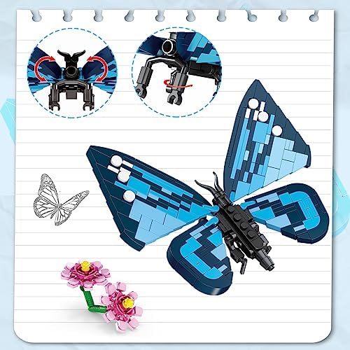 KAZI Ideas Insect Collection Building Set,with Life-Like Blue Butterfly,Hercules Beetle and Cicada Display Models for Nature Lovers,767 PCS Insects Building Blocks,Bug Building Set - Image 4