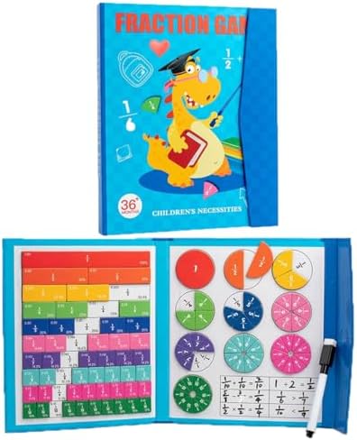 Magnetic Fraction Educational Puzzle, 110 Pcs Magnetic Fraction Puzzle for Elementary School, Fraction Circles Set, Fractions Manipulatives Learning Games, Toys for Kids Students Homeschool Supplies by Unknown