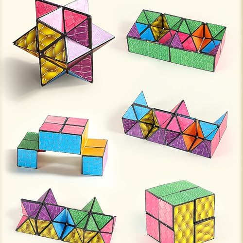 Magic Cube 2 in 1 Set Puzzle Brain Teasers Toy Geometric Brain Teaser Puzzles Geometry 3D Logic IQ Games Puzzle Cubes for Kids and Adults (Star) - Image 2