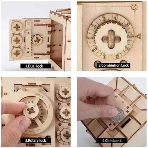 3D Wooden Puzzles for Adults, Safe Boxes, Brain Games Model Kit for Adults and Kids to Build, Mechanical Treasure Box Brain Teaser, Gifts for Adults and Teens (Safe Box) - Image 6