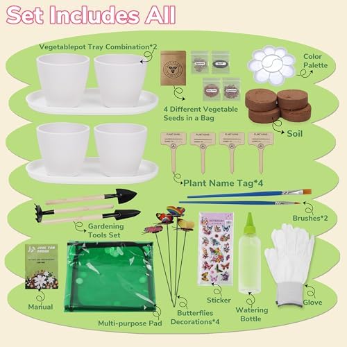 Paint & Plant Flower Gardening Kit with 4 Pots - Kids Gardening Set Ages 8-12, Spring Arts & Crafts Activities Kits, Educational Birthday/Easter Gifts for Boys & Girls Ages 5 6 7 9 10 11 - Image 2
