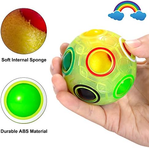 Vdealen Magic Rainbow Puzzle Ball, Fidget Ball Puzzle Brain Teaser Fidget Toy for Boys & Girls- Birthday Party Easter Valentines Christmas Stocking Stuffers for Kids Teen & Adults(Green) - Image 3