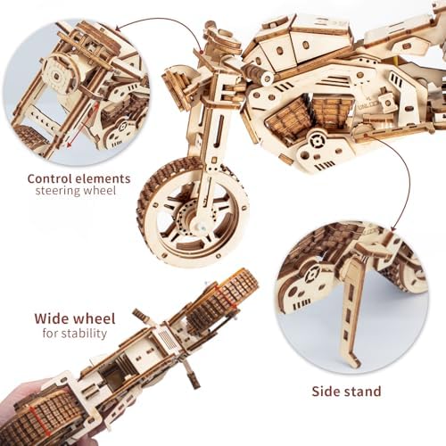 3D Wooden Puzzle Motorcycle Model, Mechanical Model Car Kits for Adults, Hobby Kit to Build Your Own Wooden Bike, Best Gift for Motorcycle Riders Men, Adults Teens on Birthday Christmas (Motorcycle) - Image 3