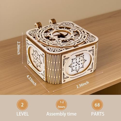 3D Wooden Puzzles for Adults, Mystery Jewelry Box with Music, DIY Wood Crafts/Hobbies Desk Decor, Mechanical Model Kit to Build, Gift for Teens Girls Women Man on Birthday/Christmas (Jewelry Box) - Image 2