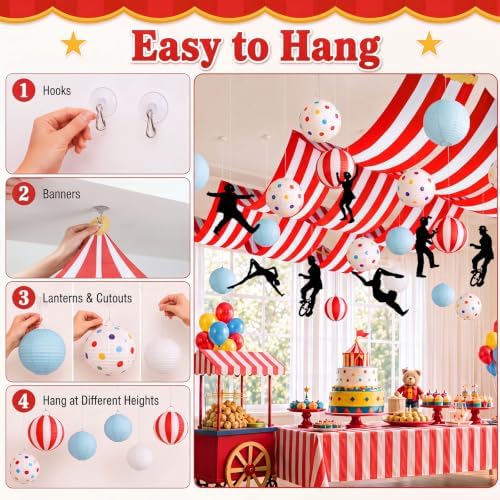 40 Pcs Circus Ceiling Party Decoration, Carnival Clown Hanging - Image 5