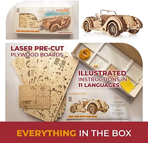 UGears Mechanical Models Roadster VM-01 3-D Wooden Puzzle - Image 5