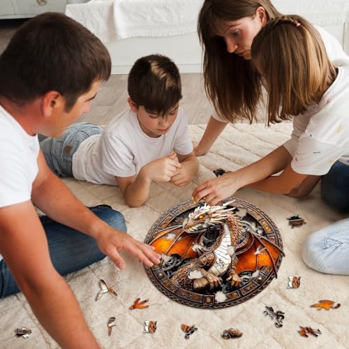 Wooden Puzzles for Adults,Mechanical Dragon Puzzles Gift,13.4*13.3in 300pcs - Image 6