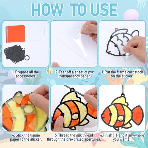 Qyeahkj 36Set Under The Sea Fish Suncatchers Crafts Kit for Kids - Image 4
