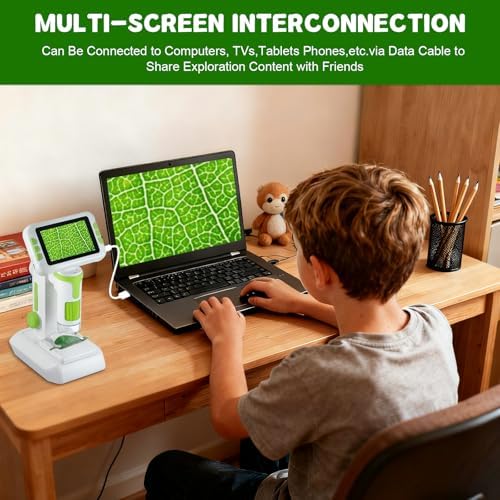 1600X Digital Microscope for Kids, Upgraded Portable Microscope with 4.0 inch HD Screen, 2-in-1 Desktop Handheld Miniscope Rechargeable Student Education Science Microscopes Gift for Kids - Image 6