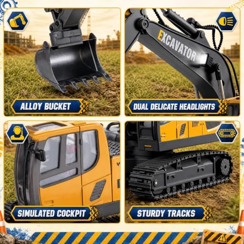 Remote Control 3-in-1 Excavator Toys, 13 Channel 1:20 RC Construction Truck - Image 5