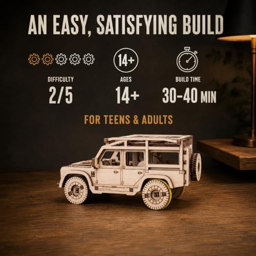 EWA Eco-Wood-Art Pocket SUV - 3D Wooden Puzzle Mechanical Model Kit DIY Wood Construction Set - Image 5