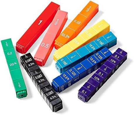 hand2mind Rainbow Fraction Tower Equivalency Cubes, Decimal Fraction Equivalency, Math Blocks, Montessori Math Rods, Fraction Manipulatives, Classroom Manipulatives for Elementary School (51 Pieces) - Image 7