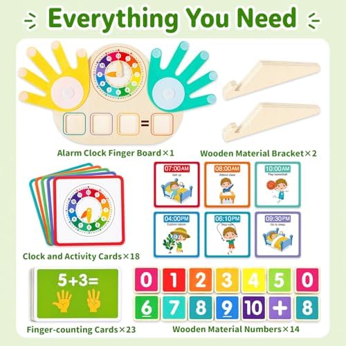 2-in-1 Wooden Math Manipulatives & Teaching Clock Toys - Image 3