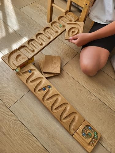 Marble Run Track Race Machine Personalized Wooden Maze Board Ball Run Course Gift for Kids Run Race Winding Track Roller (Set of 2) - Image 4