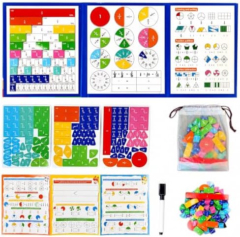 Magnetic Fraction Playbook Tiles Circles Math Manipulatives Board Set by Vindstier