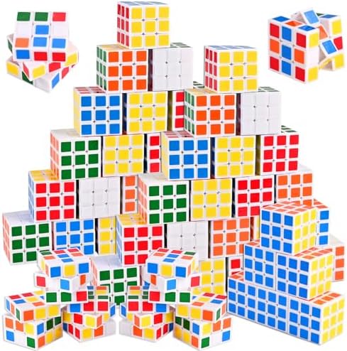 GOLDGE 60 Mini Cube Puzzles, 1.18in 3x3, Fun Party Favors for Kids by GOLDGE