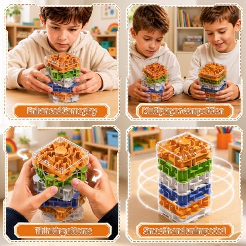 6 Layer 2-in-1 3D Rolling Ball Fidget Spinner, 3D Brain Teaser Puzzle Game, Education Sensory Toys Birthday Gift for Kids Adults 4 5 6 7 8 Years Old Boys Girls - Image 6