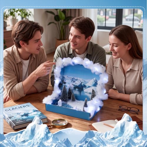 AmazingSpark 15 Pcs Polar Arctic Diorama Box Kit Habitat Project Box Set - Image 6