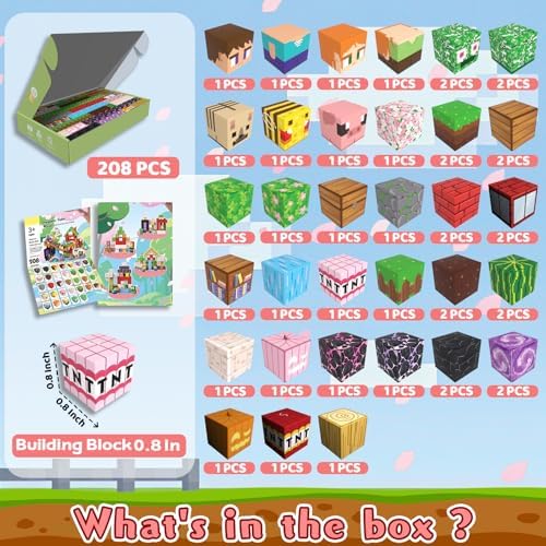 Magnetic Blocks, 208PCS Toys Building Cube Birthday Gifts for Kids - Image 2