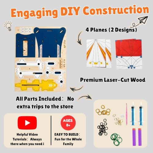 2-in-1 Hydraulic Paper Airplane & Dart Launcher 3D Wooden Puzzle - Image 5