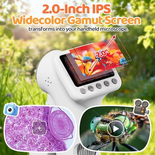 1600X Microscope for Kids, 2.0" Screen Toddler Toy, White - Image 3