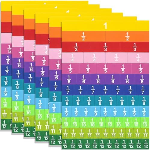 6 Sets Sayglosy Fraction Tile Manipulative for Math Classroom, Muted Color by Sayglossy