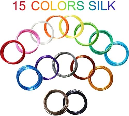15 Bright Colors 1.75mm 3D Pen Silk PLA Filament Refill, Each Color 4m, Total 60m 3D Printer Silk PLA Sample Pack, Compatible with FDM 3D Printer and 3D Pen, Not Support for 3Doodler Pen - Image 2