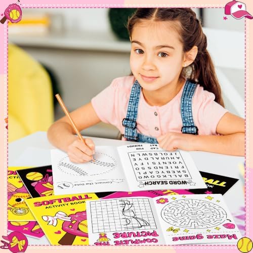 Bulk Softball Activity Books, 48Pcs Mini Games Coloring Book Set for Kids - Image 2