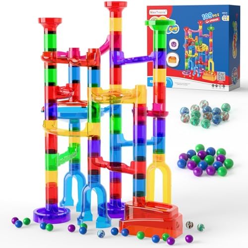 MaxTronic Marble Run kit, 109 Pcs Marble Maze Race Building Blocks Toy Game & STEM Learning Toys Christmas Birthday Gift for Kids Aged 3-12 by MaxTronic