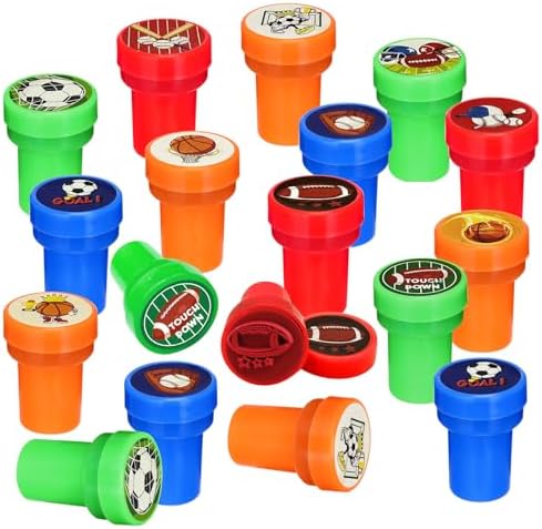 Cinrobiye 24 Pcs Sports Themed Stampers for Kids，Pre-Inked Football Basketball Baseball Soccer Stamps for Birthday Party Favors Classroom Rewards Goodie Bag Fillers Sports Party Supplies - Image 4