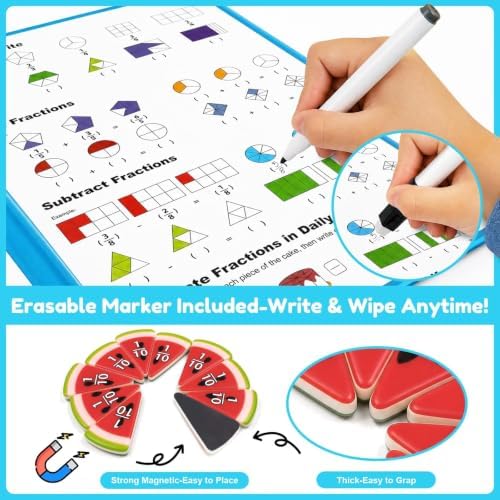 Larger 11.5" Magnetic Fraction Playbook - Montessori Math Manipulatives - Image 4