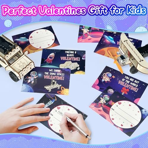 kortes Valentines Day Cards for Kids Classroom, 24 Pack Valentines Gift Cards with Stem Kits, Valentine's Party Favors Toys for Boys Girls and Valentine School Exchange Gifts Greeting Cards - Image 2