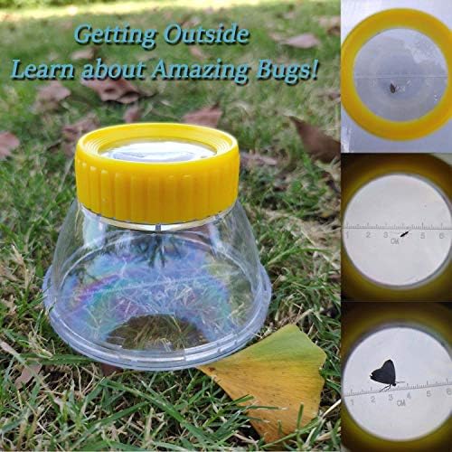 Bug Viewer for Kids 3X Magnifying Insect Observation Kit Built-in 7cm Ruler with 2 Slant Tweezers Bug Jar Catcher Cage for Kids Science Nature Exploration (2Pack Yellow) - Image 3