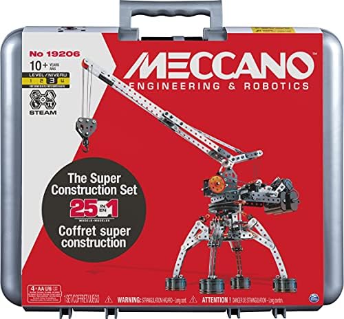 MECCANO, Super Construction 25-in-1 Motorized Building Set, STEAM Education Toy, 638 Parts, for Ages 10+ by Meccano