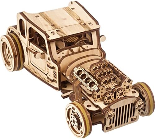 UGEARS 3D Car Model Puzzle - Hot Rod Furious Mouse with Innovative Dual Engines - 3D Wooden Puzzles for Adults and All Family- Realistic Scaling Hot Rod Model Car Kits to Build - 3D Puzzle Model Kits by UGEARS-ModelingJoy