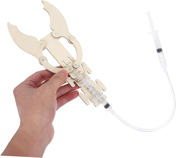 3 Sets Hydraulic Robotic Arm Wooden Building Kit DIY Bionic Mechanical Hand Stem Educational for Boys Interactive Science Project
