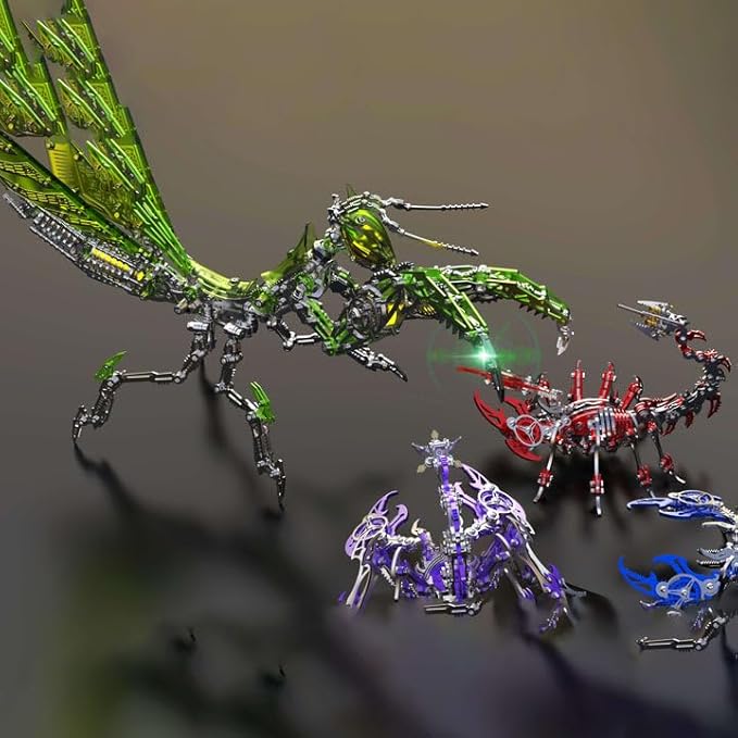 Metalkitor 3D Metal Puzzles for Adults, Giant Mantis Model Kit - Steampunk DIY Ornament - Assembly Jigsaw Crafts Brain Teaser - Perfect Room Decor and Gift Choice(1200+PCS, Grass Green)