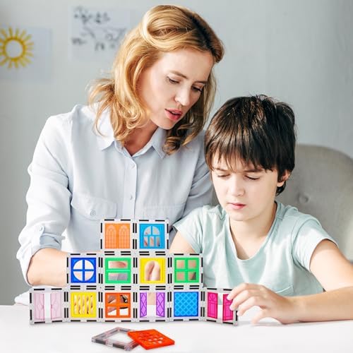 PicassoTiles Window and Door Clip On Magnetic Blocks Magnet Tiles Magnets Building Tile Construction Toy Set STEM Education Toys Learning Kit Stacking Block Playset Boys & Girls Age 3+ PT30 - Image 2