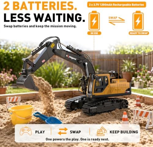 kolegend 3 in 1 Remote Control Excavator Toy 14 Channel RC Excavator Toy for Boys 3-12 with Bucket/Claw/Drill 2.4GHz Full Functional Construction Vehicles Toys Gift for 6 7 8 9 10 Years Old Kids Boys - Image 4