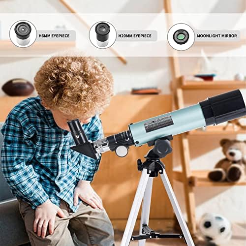 Kids Telescope - 360/50mm 90X Zoom HD Monocular Space Telescope with Tripod for Kids/Adult/Beginners (Blue) - Image 5