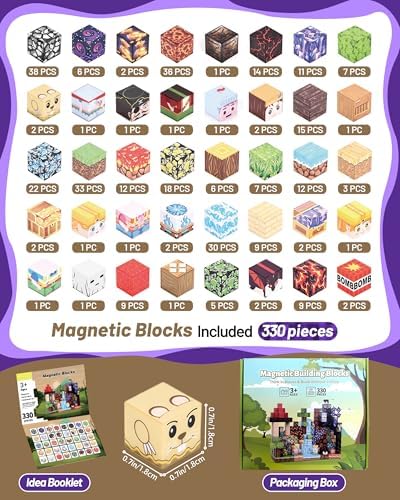 330PCS 0.8in Magnetic Blocks STEM Toy for Toddler Boys Girls Ages 3-12 - Image 2