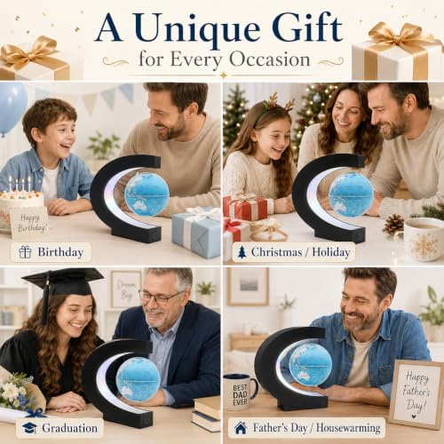 Magnetic Levitation Rotating World Globe with LED Light and Touch Control - Image 6