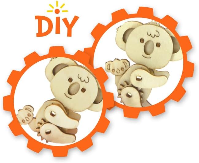 Wooden 3D Puzzle for Kids & Adults - Koala Model with Mechanical Gears, 1 Piece, 6.75 x 5.0 inches, Wood Craft, Ages 8+, Unisex - Image 2