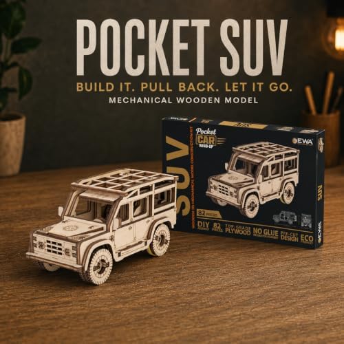 EWA Eco-Wood-Art Pocket SUV - 3D Wooden Puzzle Mechanical Model Kit DIY Wood Construction Set - Image 2