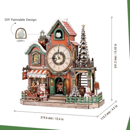 3D Puzzle for Adults Clock - Christmas Cottage Cuckoo Clock Model Kit - Image 5