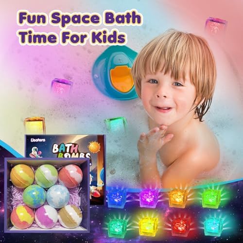 Bath Bombs for Kids with Toys Inside, 8 Light up Bath Bomb of Solar System Set, Planet Bath Bomb with Surprise Inside, Kid-Friendly Bubble Bath Fizzies Gifts for Boys Girls - Image 4