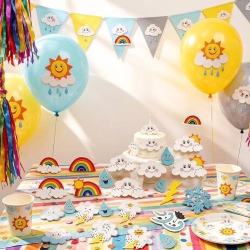 195Pieces Foam Weather Stickers,Cloud Moon Rianbow Shapes - Image 6