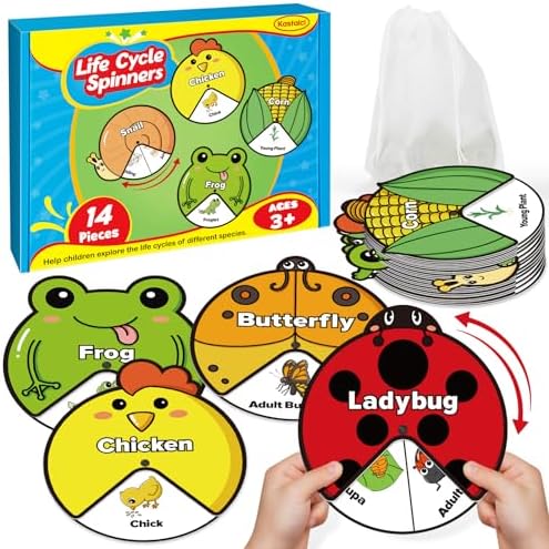 Kasfalci Life Cycle Toys for Kids,Back to School Supplies,Animal Plant Insect Bug Ladybug Butterfly Tadpole to Frog Kit,Montessori Learning & Education Toys,Preschool Science Learning Activities by Kasfalci